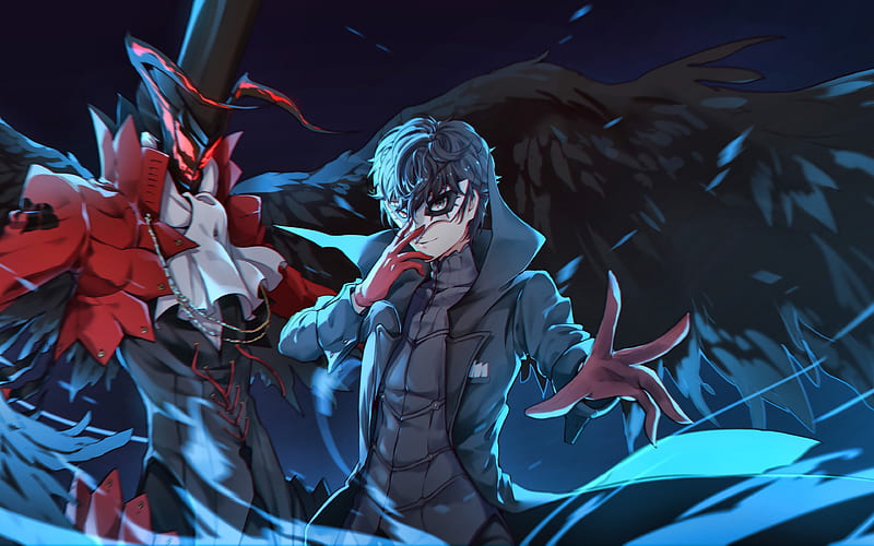 Akira Kurusu darkness, Persona 5, protagonist, Megami Tensei, manga, HD wallpaper