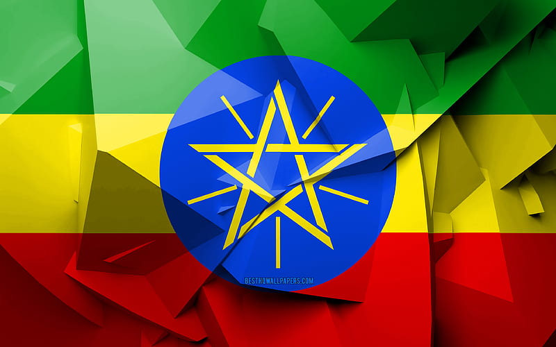 Flag of Ethiopia, geometric art, African countries, Ethiopian flag, creative, Ethiopia, Africa, Ethiopia 3D flag, national symbols, HD wallpaper