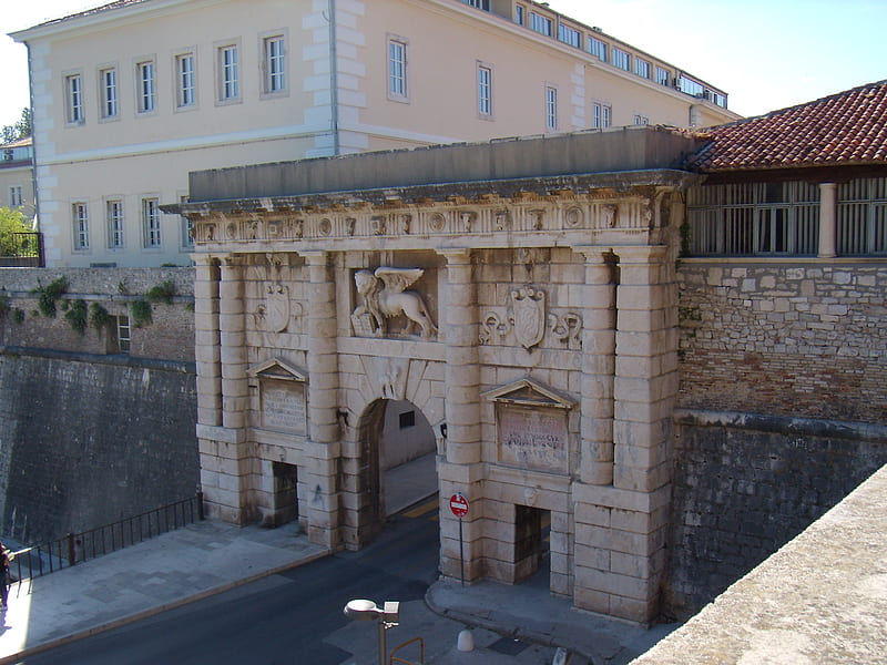 welcome to zadar, architecture, zadar, croatia, ancient, HD wallpaper