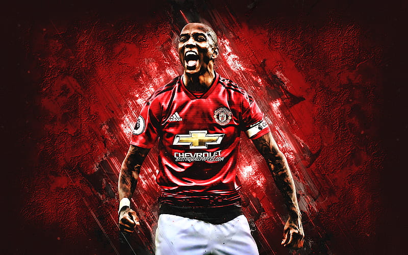 Ashley Young, Manchester United FC, English football player, midfielder, Premier League, creative art, football, red creative background, HD wallpaper