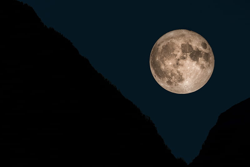 moon, slope, night, HD wallpaper