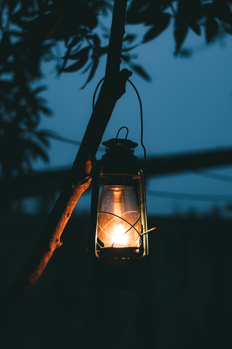 lantern, fire, light, night, dark, HD phone wallpaper