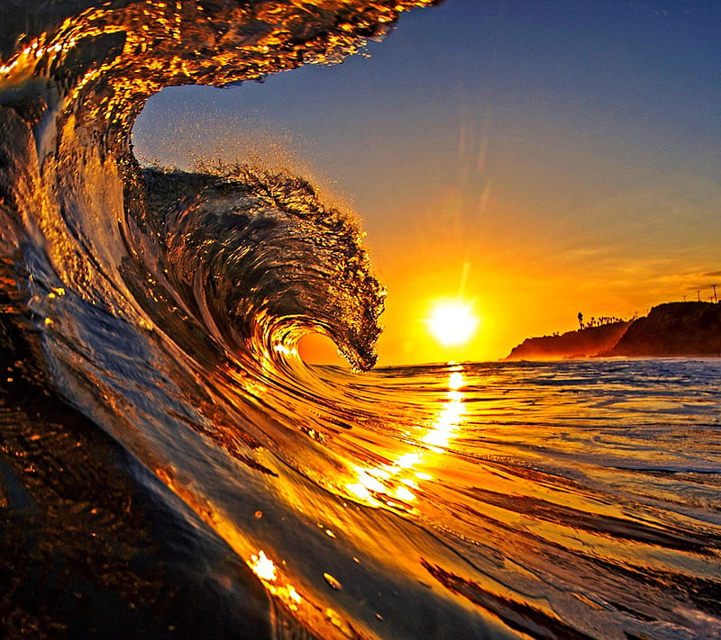 best sunset, amazing, ocean, sun, tides, HD wallpaper