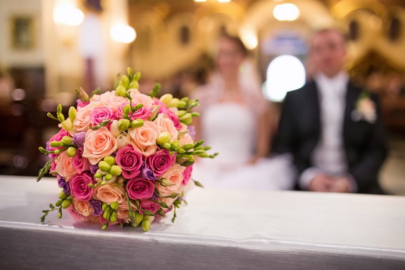 Bridal Bouquet, bouquet, wedding bride, colors, bonito, roses, HD wallpaper
