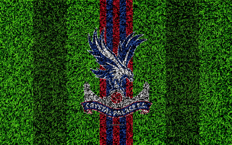 Crystal Palace FC football lawn, emblem, logo, English football club, green grass texture, Premier League, Croydon, London, England, UK, football, HD wallpaper