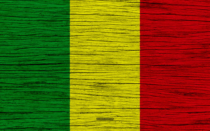 Flag of Mali Africa, wooden texture, Malian flag, national symbols, Mali flag, art, Mali, HD wallpaper