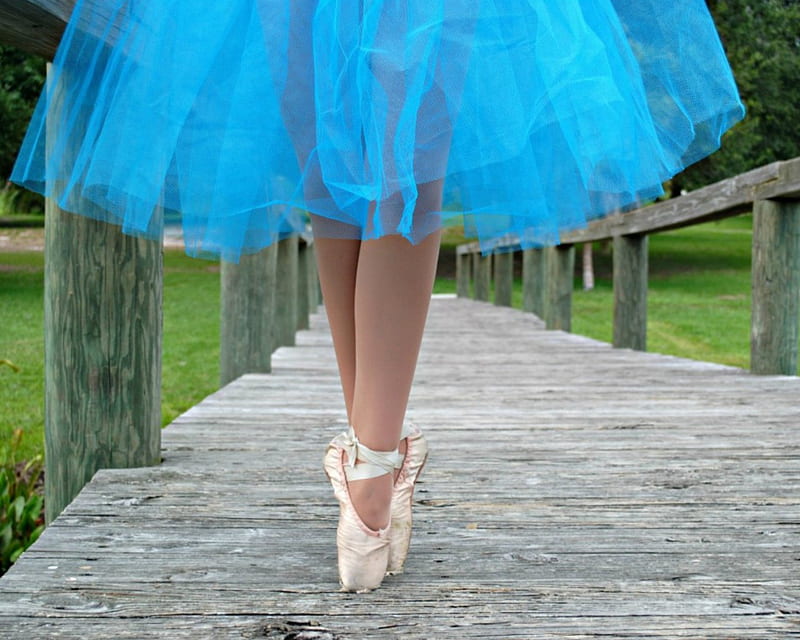Bailarina, de ballet, puente, azul, pies, Fondo de pantalla HD |