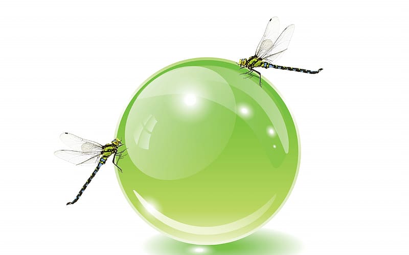 pastel, crystal, green, ball, dragonfly, couple, libelula, insect ...