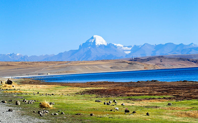 Mount Kailash river, Asia, summer, Tibet, HD wallpaper