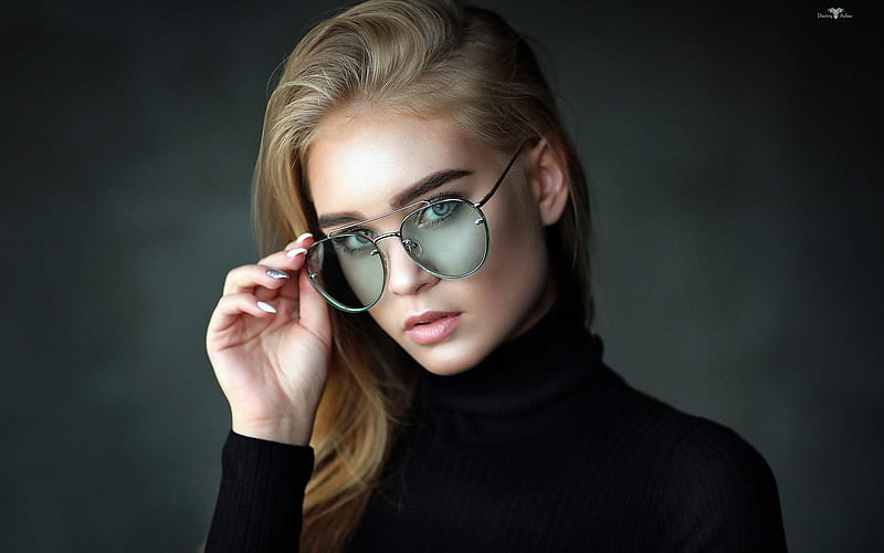 Autumn Blonde In Black, Black, Autumn, Sweater, Blonde, Glasses, HD ...