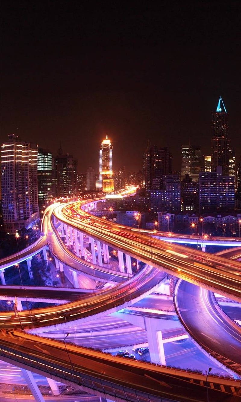 Highway lights, chicago, HD phone wallpaper