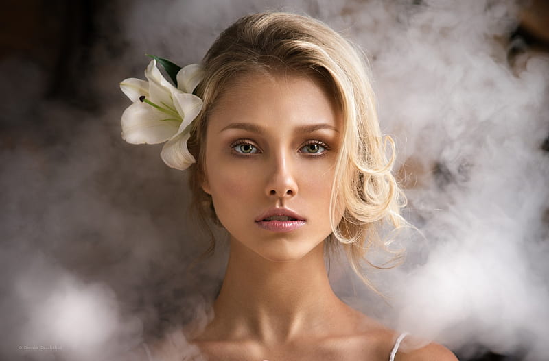 Unknown Model, babe, model, flower, blonde, smoke, woman, gorgeous, HD wallpaper