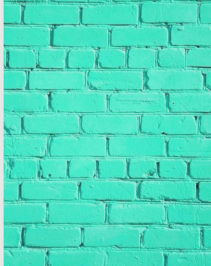 Teal Brick Wall, bricks, texture, wall, HD phone wallpaper