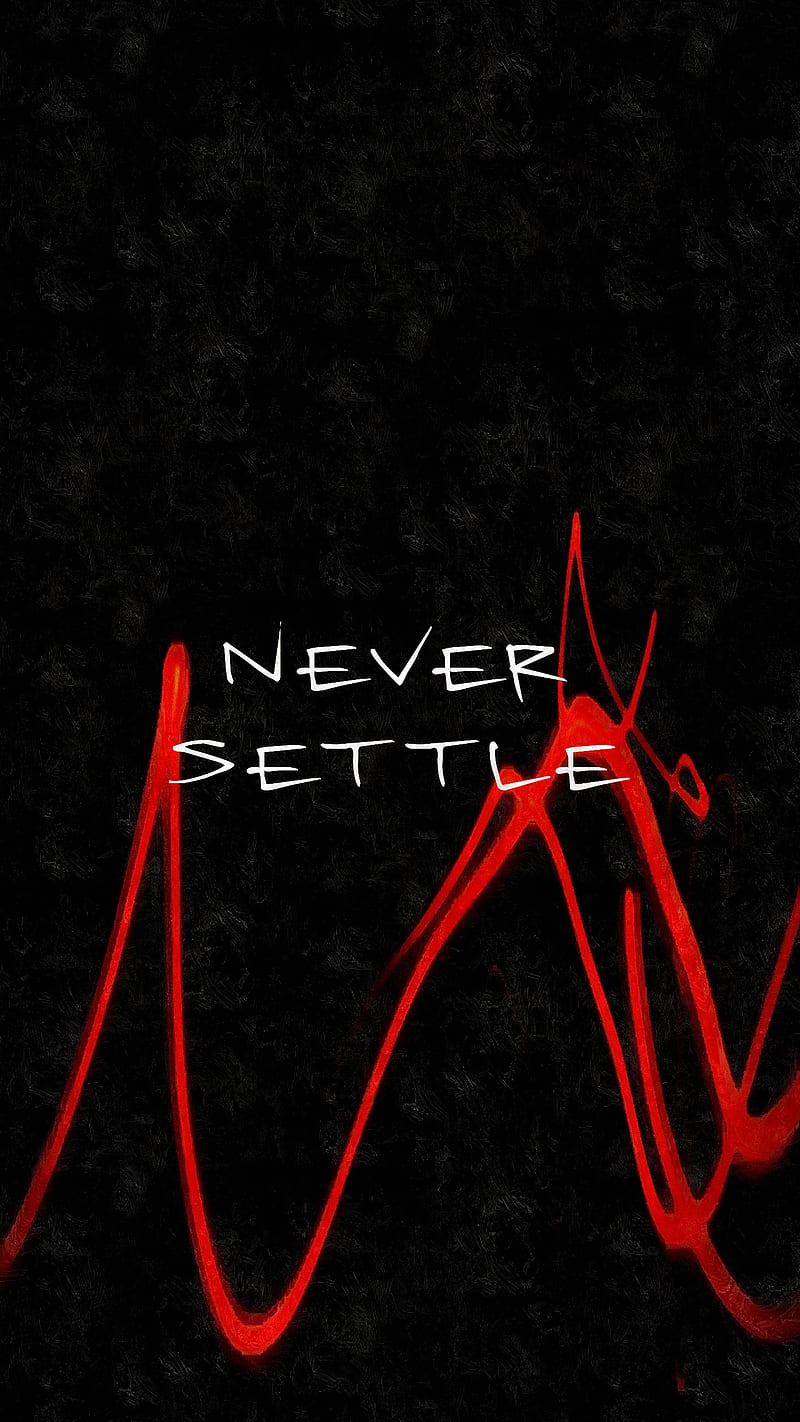 NeverSettle, never settle, oneplus, red, wall, words, HD phone wallpaper
