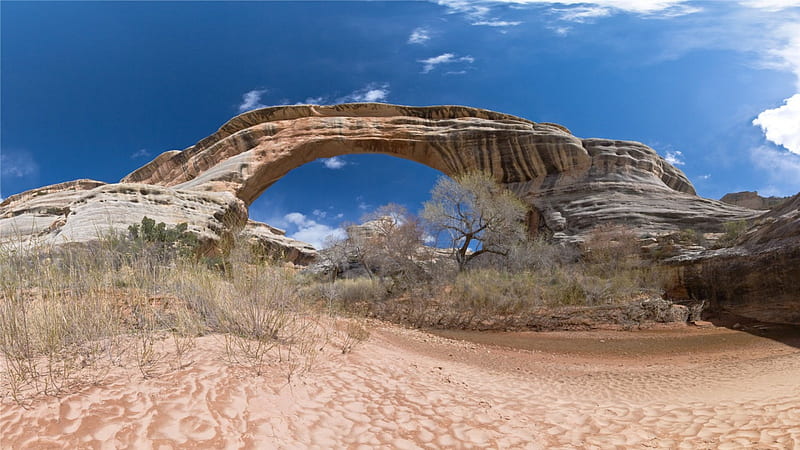 natural bridge, sand, desert, arch, bridge, brook, HD wallpaper