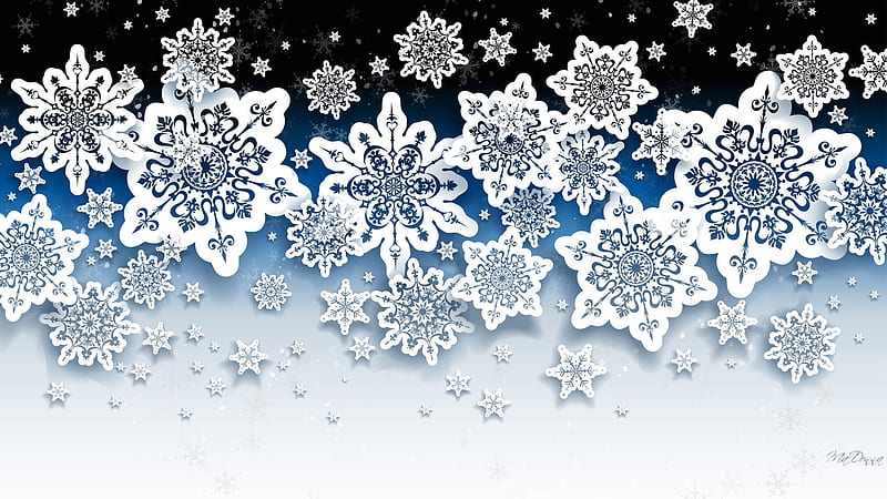 Snowflakes Falling, Christmas, holidays, holiday, cut out, winter, 3D, snow, snow flakes, Firefox Persona theme, blue, HD wallpaper