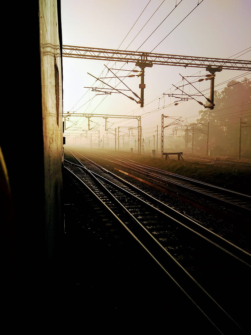 Train, india, morning, natural, railroad, railway, sarv, tracks, HD phone wallpaper