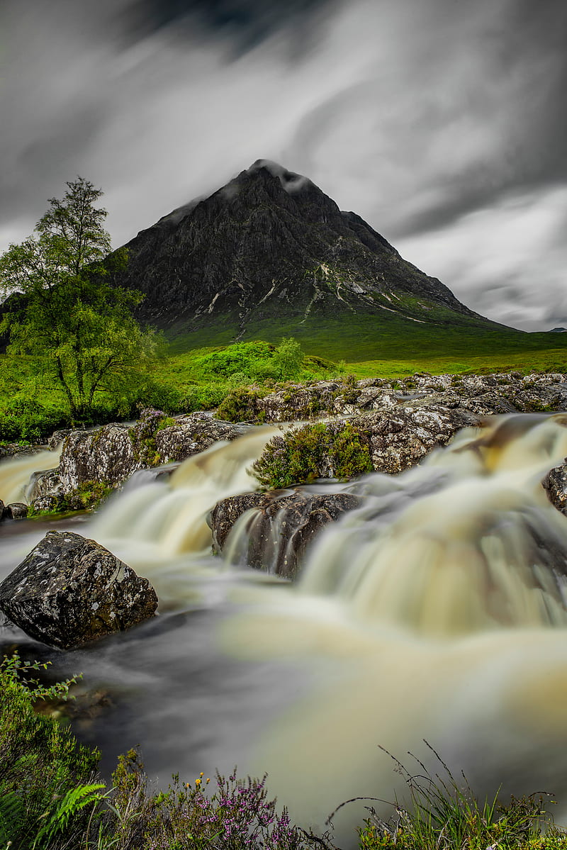 mountain, river, stream, stones, water, HD phone wallpaper
