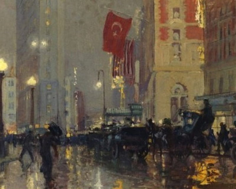Charles Hoffbauer - Times Square at Night, New York, American, Painting, Twentieth Century, HD wallpaper