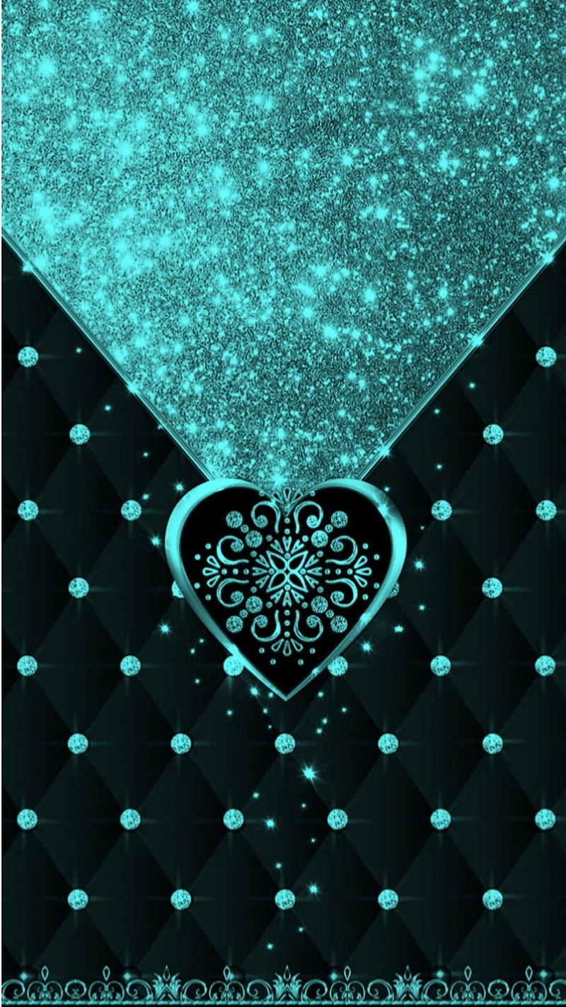 Blue glitter, glitter, heart, HD phone wallpaper