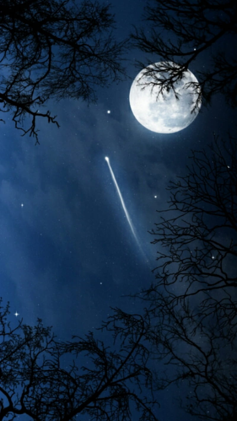 Night sky, moon, stars, HD phone wallpaper | Peakpx