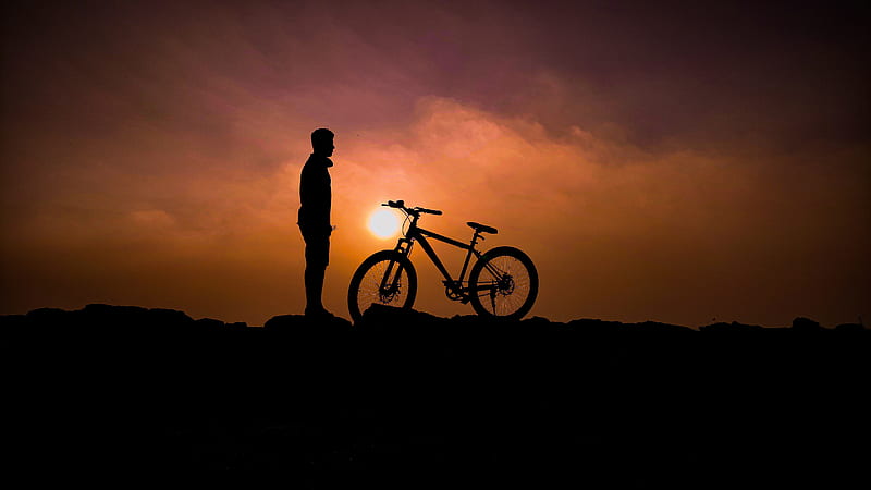 Sunset , bike, cycle, downhill, HD wallpaper