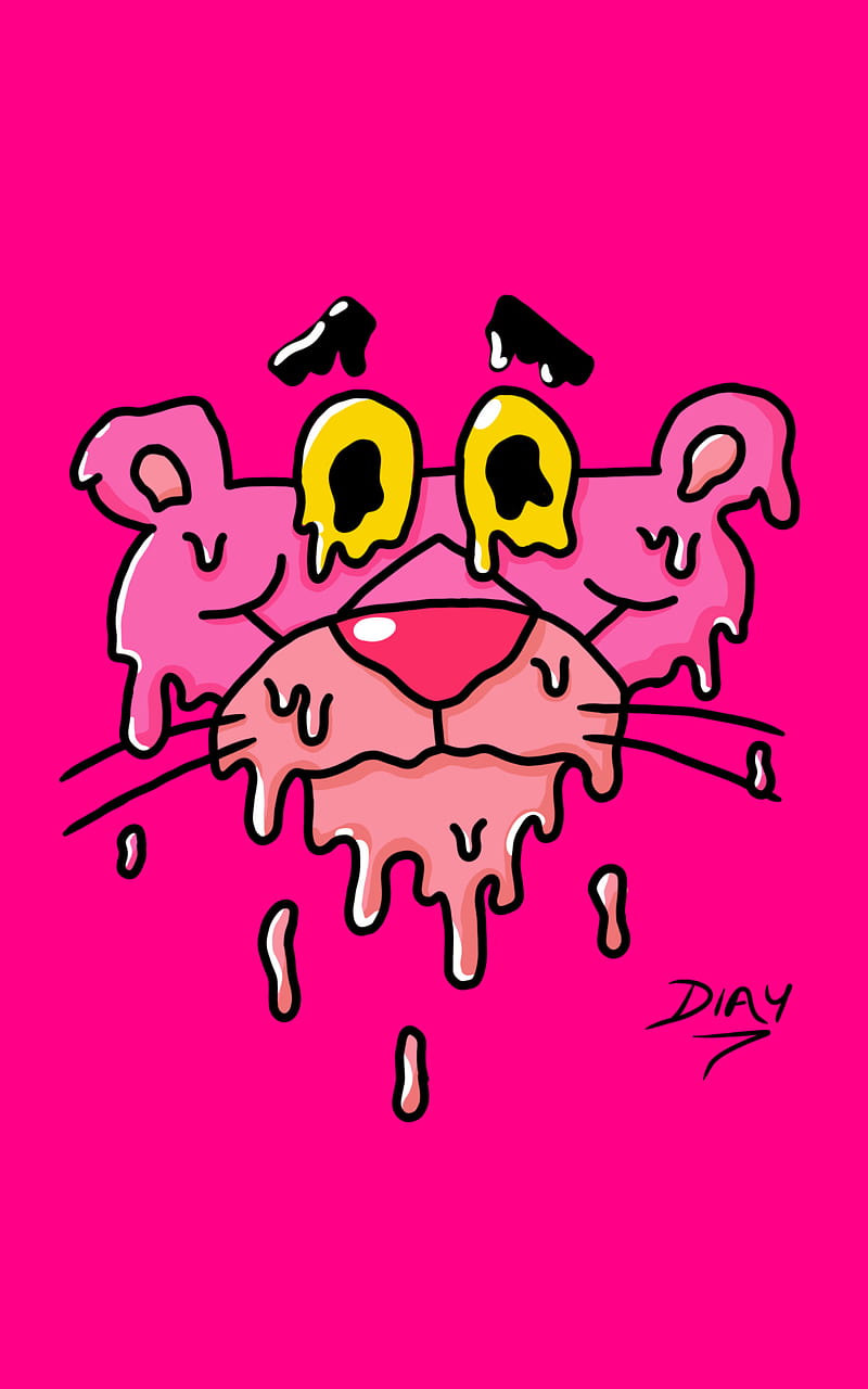 Pink Panther, art, pink panther, yellow, HD phone wallpaper | Peakpx