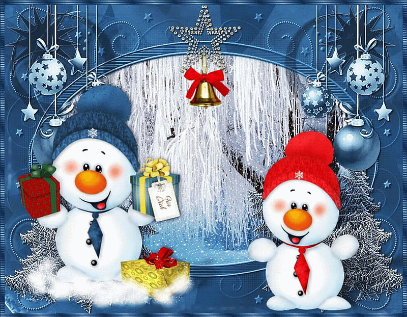 Christmas Snowmen, ornaments, festive, decoration, artwork, HD