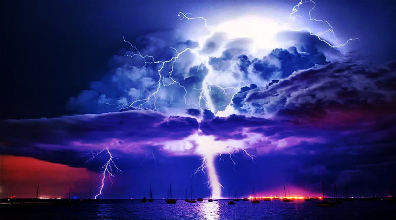 Monster Lightning Storm, BEAUTY, NATURE, STORMS, DEADLY, HD wallpaper