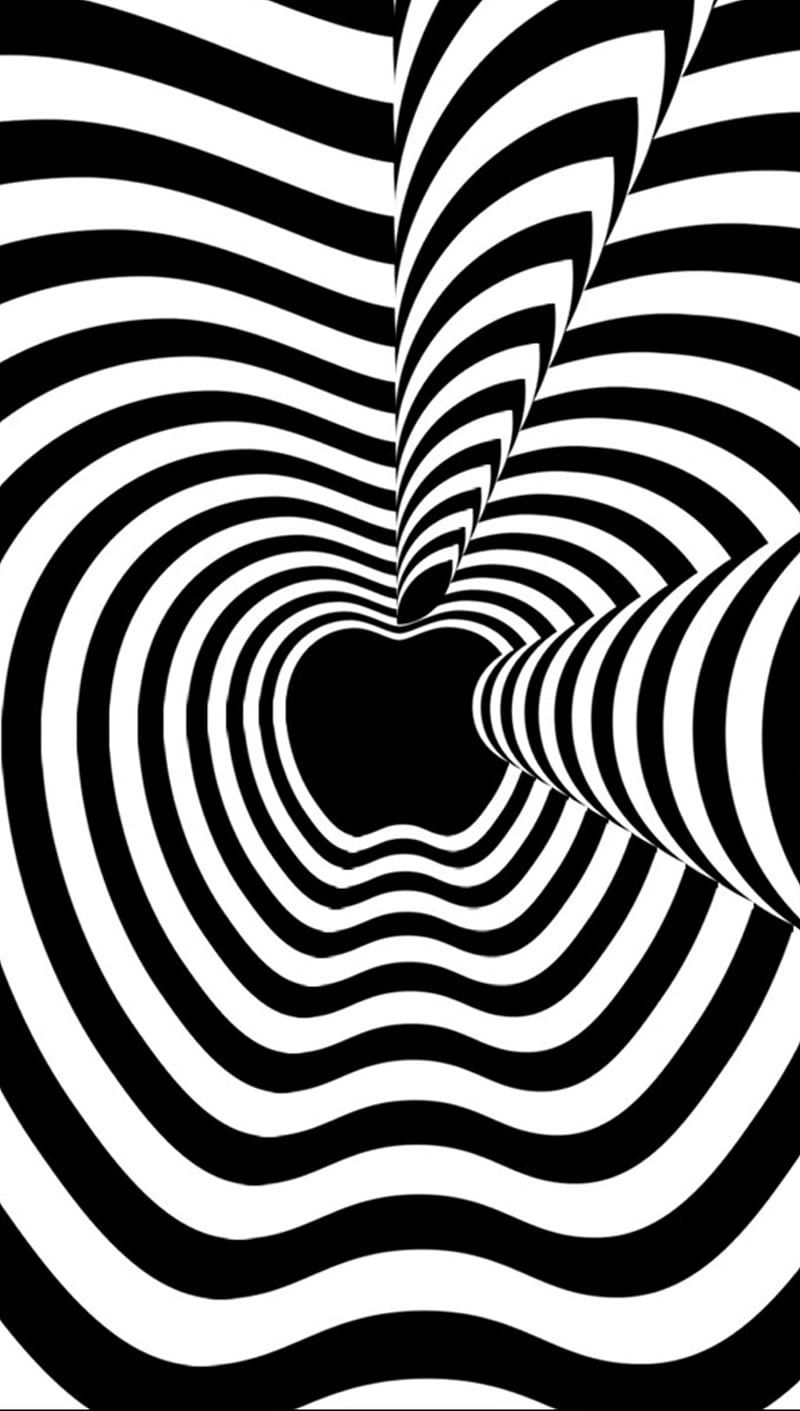 Hypnotic Apple, apple, black, logo, white, HD phone wallpaper