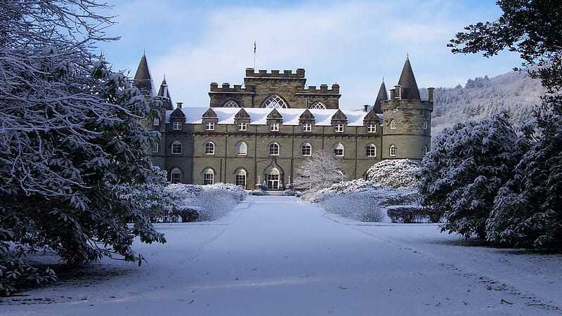Winter castle, Snow, Castle, Turret, Winter, HD wallpaper