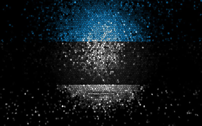 Estonian flag, mosaic art, European countries, Flag of Estonia, national symbols, Estonia flag, artwork, Europe, Estonia, HD wallpaper
