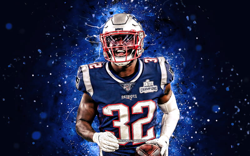 Devin McCourty NFL, New England Patriots, safety, blue neon lights, Stephon Stiles Gilmore, artwork, Devin McCourty New England Patriots, Devin McCourty, HD wallpaper
