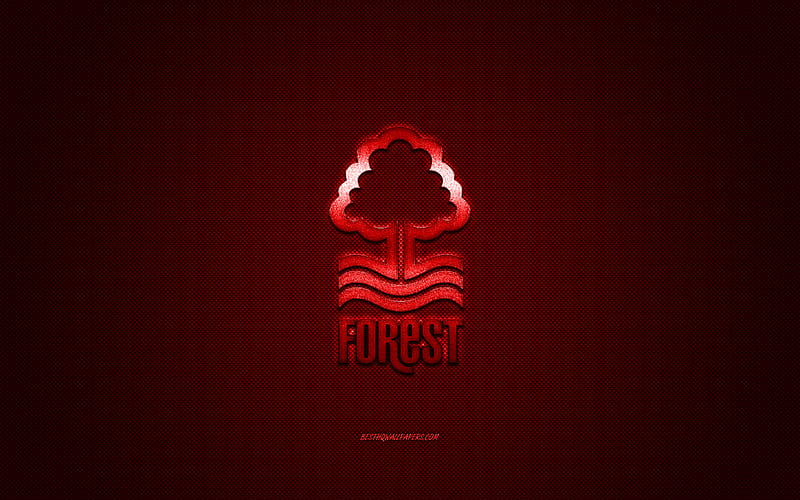Nottingham Forest FC, English football club, EFL Championship, red logo, red carbon fiber background, football, Nottingham, Nottingham Forest FC logo, HD wallpaper
