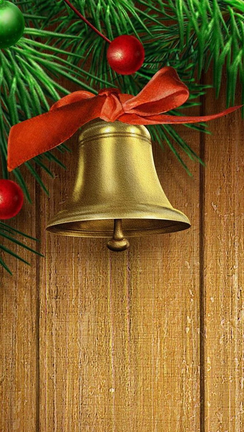 Golden Bells, christmas, decor, holiday, HD phone wallpaper
