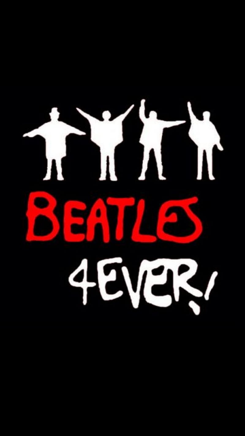Beatles 4Ever Black, beatles, black, cover band, george harrison, john lennon, paul mccartney, ringo starr, rock, the beatles, HD phone wallpaper