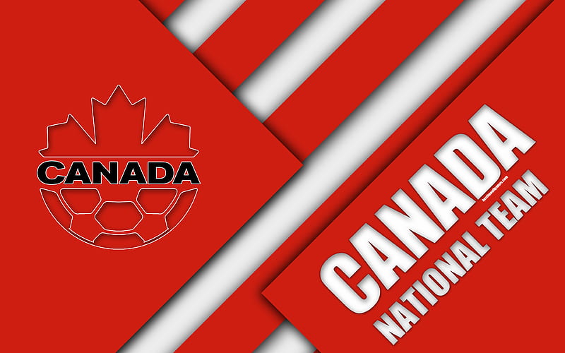 Canada national football team material design, emblem, North America, red white abstraction, Canadian Soccer Association, logo, Canada, coat of arms, football, HD wallpaper