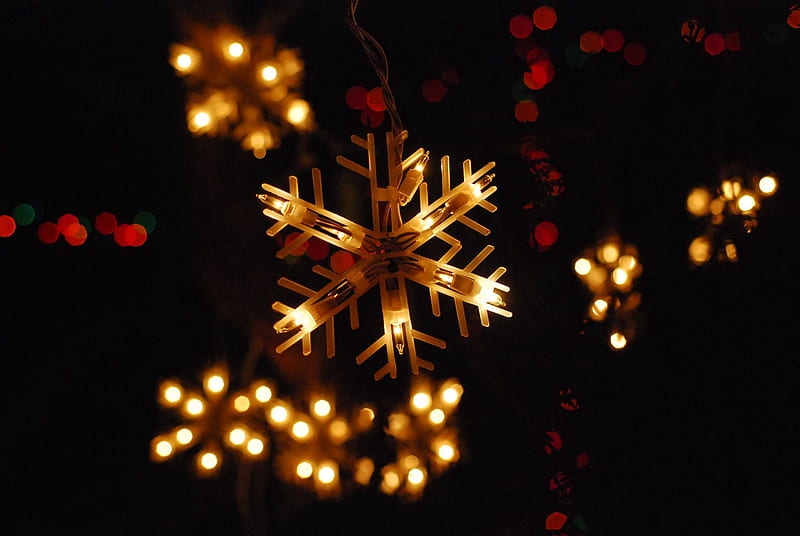 Christmas Snowflake, lights, HD wallpaper | Peakpx