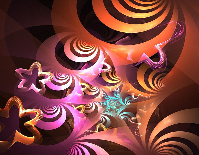 ღ.RISE UP.ღ, pretty, colorful, designs, bonito, digital art, sinal, sweet, rise up, bright, fractal art, stars, lovely, spiral, colors, cute, cool, curve, style, HD wallpaper