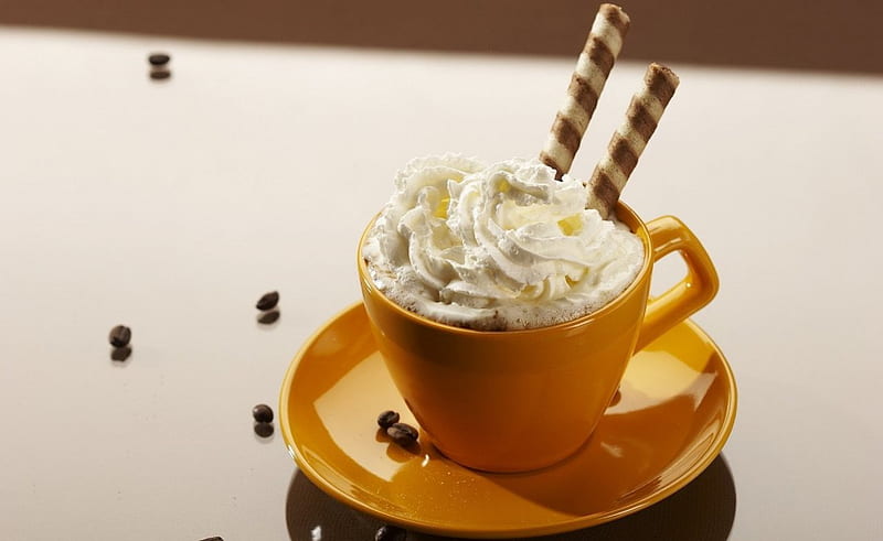 Cappuccino with whipped cream, cappuccino, presentation, delicious, cream, HD wallpaper