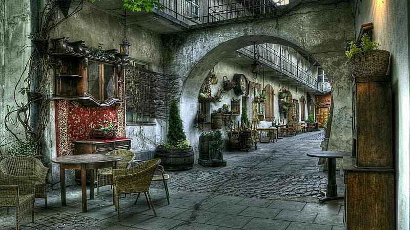 eclectic stajnia cafe in krakow poland r, cafe, r, tables, country, HD wallpaper