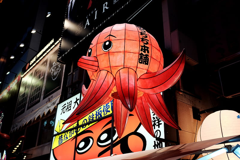 orange octopus lantern, HD wallpaper