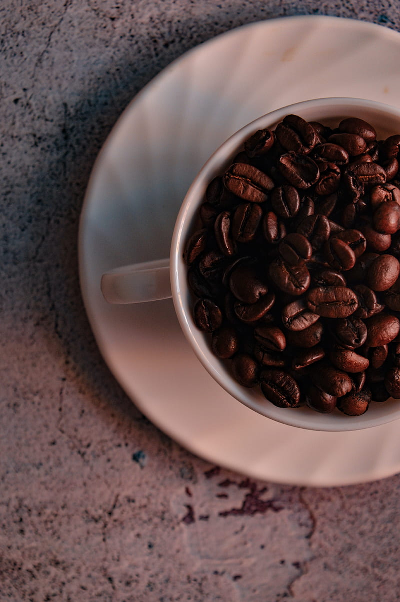 coffee, coffee beans, grains, cup, HD phone wallpaper