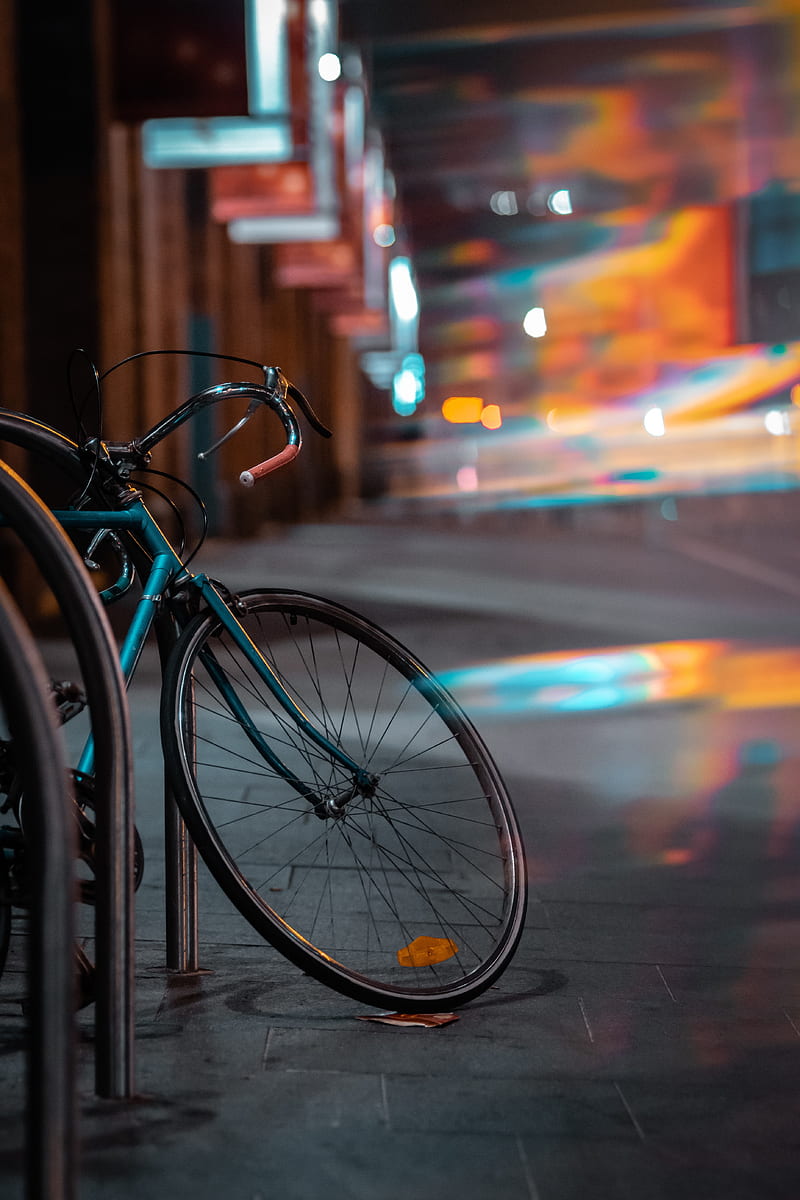 bicycle, transport, wheels, glare, blur, evening, HD phone wallpaper