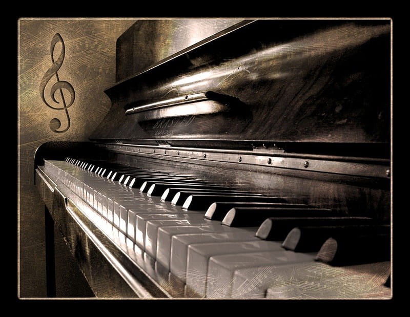 Old Piano, instrument, notes, abstract, old, piano, musical instrument, HD wallpaper
