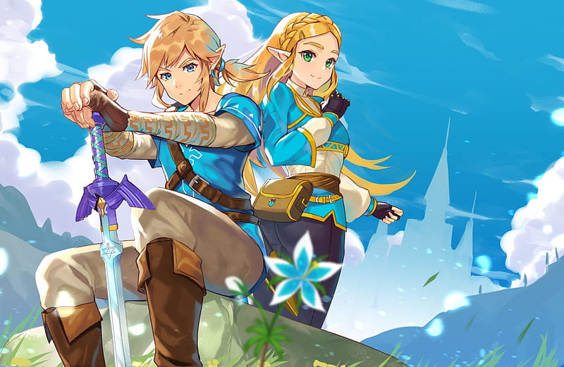 Download Princess Zelda And Link Hugging Botw Wallpaper