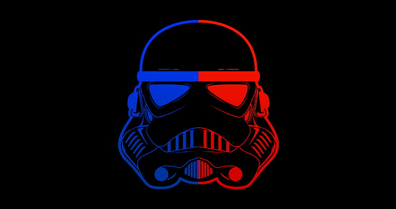 Stormtrooper Blue Red Mask Minimal , stormtrooper, star-wars, minimalism, minimalist, HD wallpaper