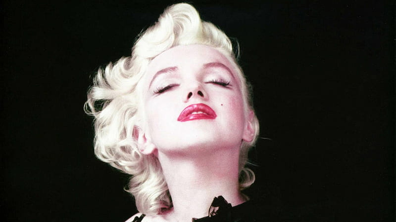 Marilyn Monroe Is Closing Eyes With Tilting Head Upwards In Black Background Celebrities, HD wallpaper