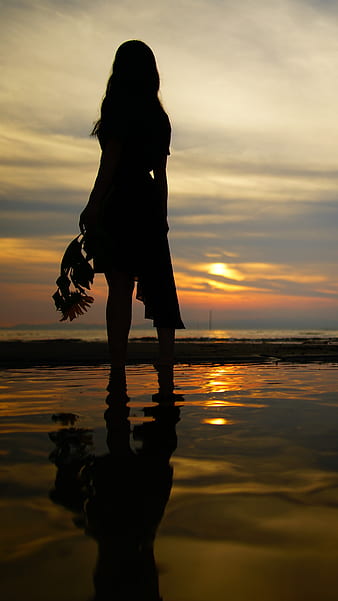 Girl Poses By Beach At Sunset With Arms Wide And Hair Up Photo Background  And Picture For Free Download - Pngtree