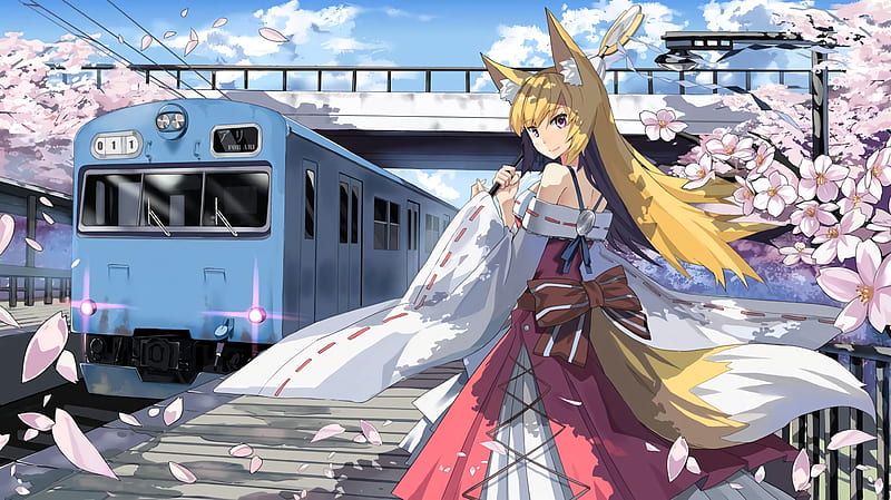 Anime, Girl, Train Station, HD wallpaper